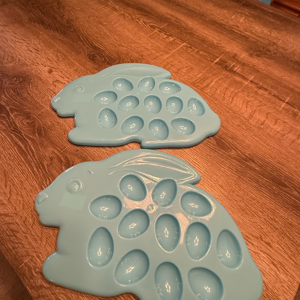 Easter Bunny Deviled Egg Trays 🐰 | Set of 2 | Spring Serving | EUC